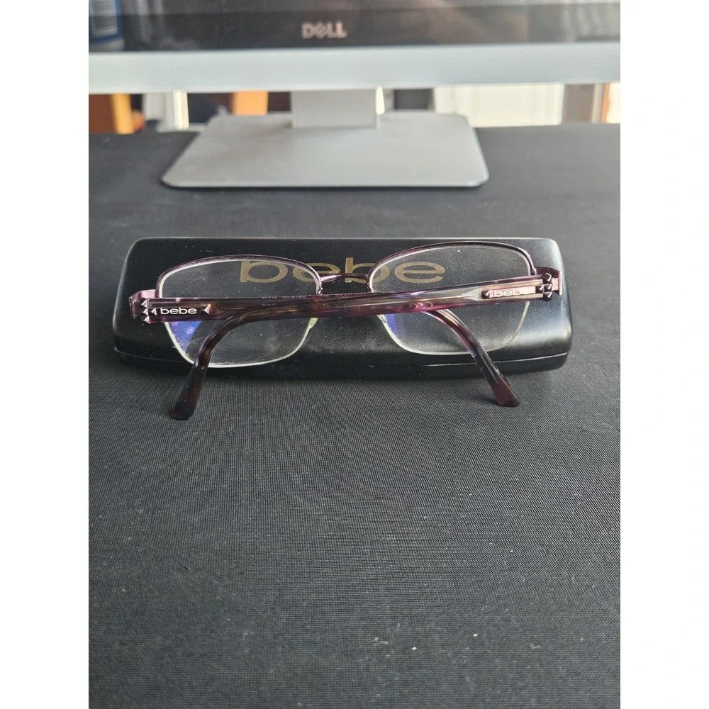 Bebe Tough Cookie BB5127 Plum Semi-Rimless Eyeglass Frames 51-17-140 Case